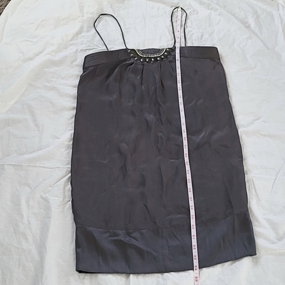 Magali Pascal 100% Silk Gray Mini Dress with Brass and Rhinestone, Size M - Picture 10 of 12